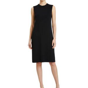 St. John Basics Dress Santana Knit Black Sheath Wool Blend Sleeveless Womens 8
